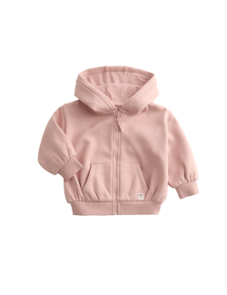 Mikina s kapucí a podšívkou z bavlněné směsi s flísem a zapínáním na zip (0-3 roky)