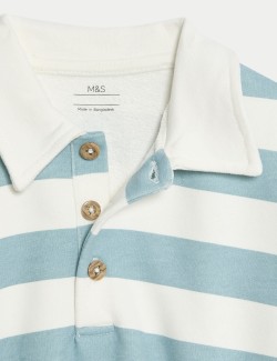 Pruhovaná mikina s motivem ragby s vysokým podílem bavlny (0–6 let)