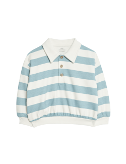 Pruhovaná mikina s motivem ragby s vysokým podílem bavlny (0–6 let)