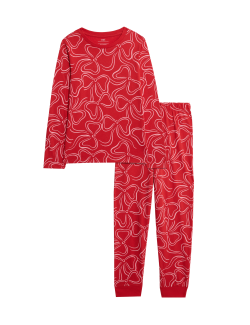 Pure Cotton Bow Print Pyjamas (1-16 Yrs)