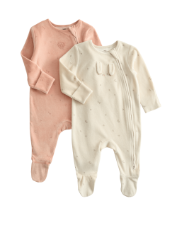 2 ks bavlněných velurových overalů s králíčky (3,2 kg – 3 roky)