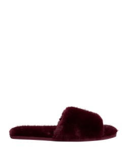 Faux Fur Open Toe Slippers