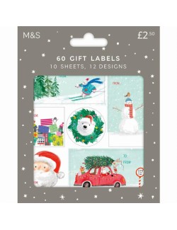 60 dárkových štítků (10 listů, 12 vzorů)
