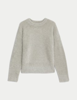 Volný třpytivý svetr ve stylu ombré s výstřihem ke krku