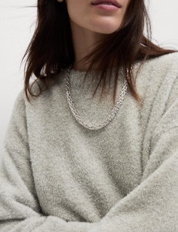 Volný třpytivý svetr ve stylu ombré s výstřihem ke krku