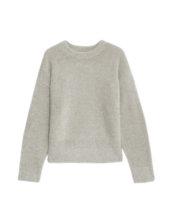 Volný třpytivý svetr ve stylu ombré s výstřihem ke krku