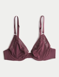 Boston Microfibre Lace Trim Wired PlungeBra