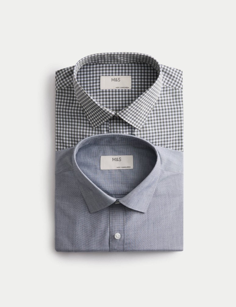 2pk Regular Fit Easy Iron Check Shirts