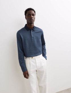 Texturovaná polokošile z čisté bavlny s dlouhými rukávy