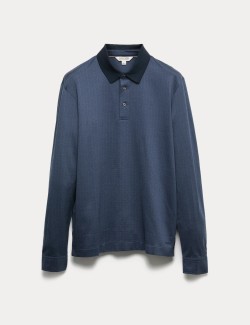 Texturovaná polokošile z čisté bavlny s dlouhými rukávy