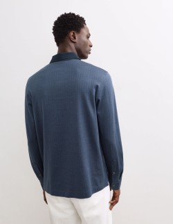 Texturovaná polokošile z čisté bavlny s dlouhými rukávy