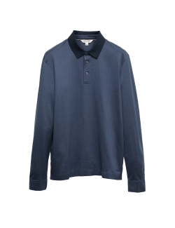 Texturovaná polokošile z čisté bavlny s dlouhými rukávy