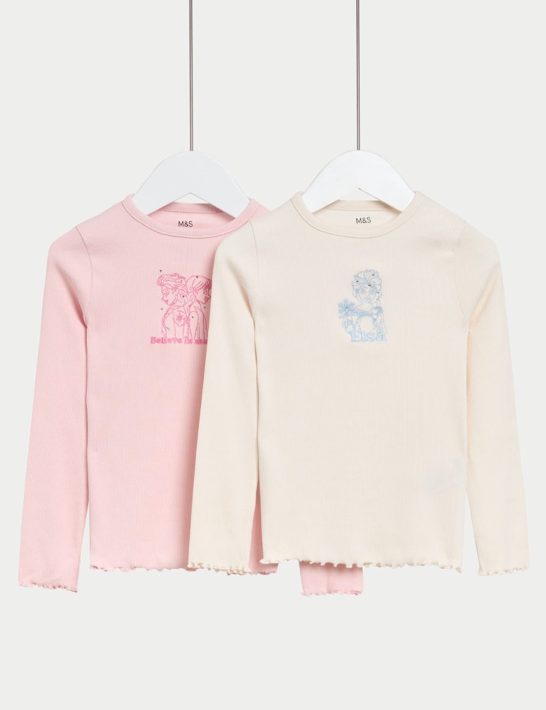 Sada 2 ks topů s vysokým obsahem bavlny s motivem Disney Ledové království™ (2–8 let)