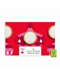 6 košíčků z křehkého máslového těsta plněných ovocnou směsí (36 %) se sušenými plody vinné révy a ozdobených fondánovou polevou