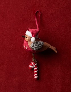 Závěsná plstěná dekorace v podobě červenky