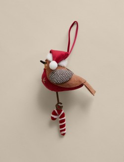 Závěsná plstěná dekorace v podobě červenky