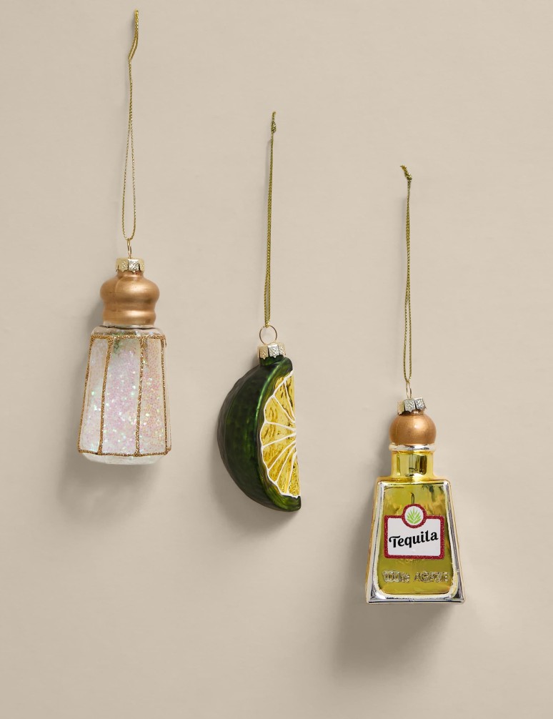 3pk Glass Hanging Tequila Decorations