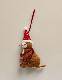 Závěsná plstěná dekorace s kočkou