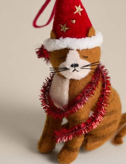 Závěsná plstěná dekorace s kočkou