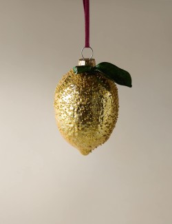 Skleněná závěsná dekorace v podobě citronu