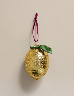 Skleněná závěsná dekorace v podobě citronu