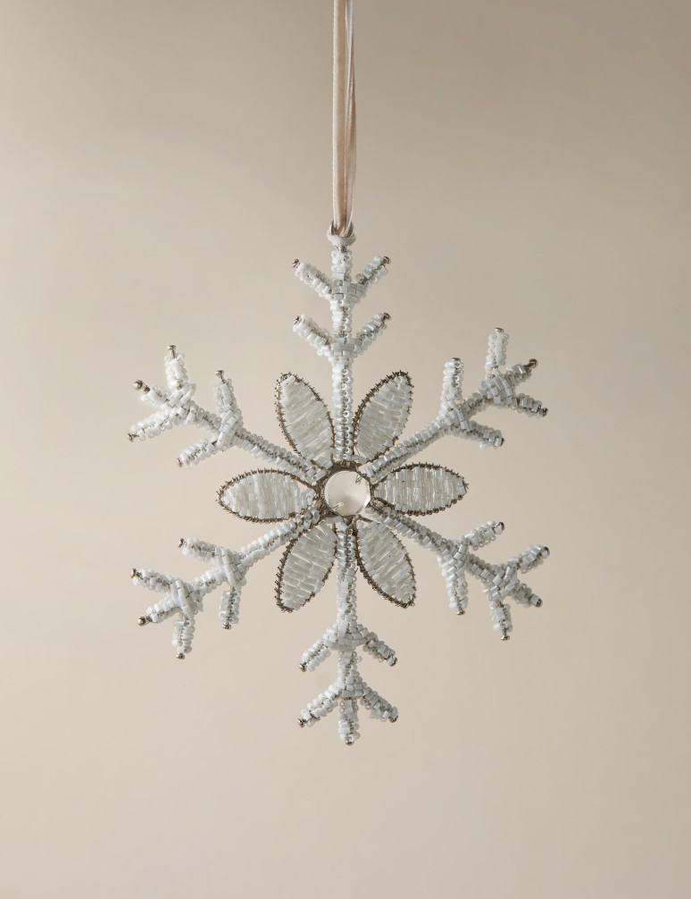 Beaded Snowflake Hanging Decoration