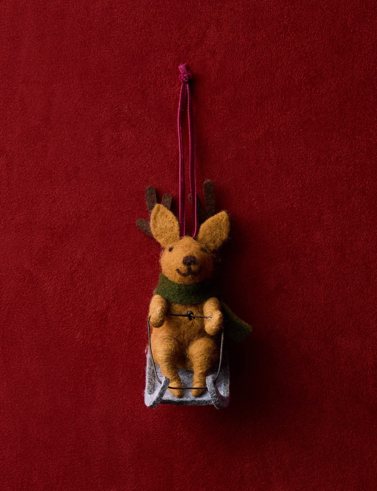 Felt Reindeer Sleigh Hanging Decoration