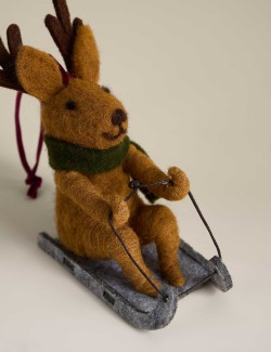 Felt Reindeer Sleigh Hanging Decoration