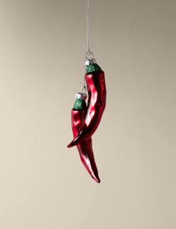 Skleněná dekorace s chilli papričkami