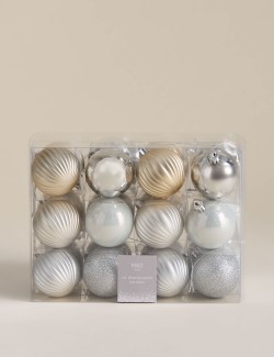 24pk Multicoloured Shatterproof Baubles