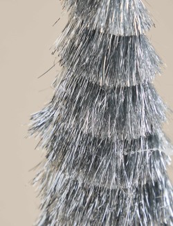Silver Tinsel Tree Room Decoration