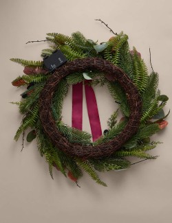 Pre-Lit Frosted Fruit Bow Wreath