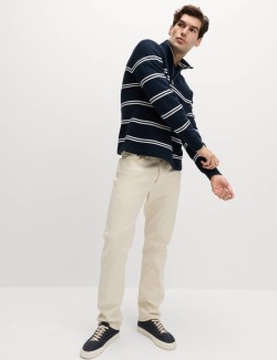 Pure Cotton Striped Half Zip Sweatshirt