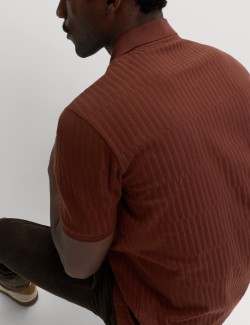 Žakárová polokošile s vysokým podílem bavlny a zipem