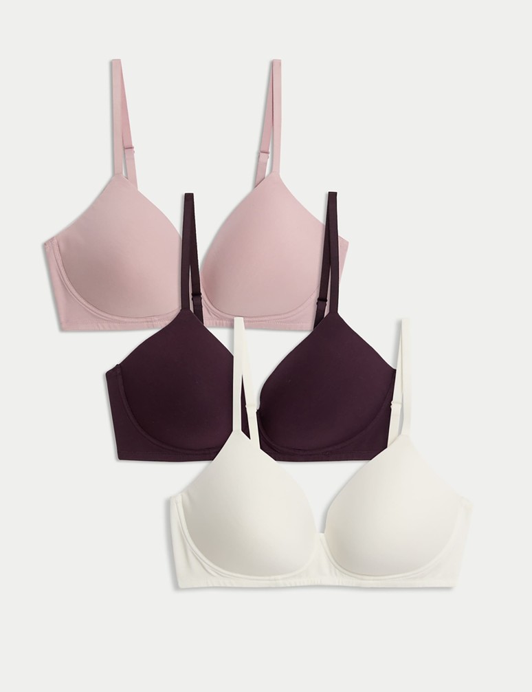 3pk Non Wired T-Shirt Bras A-E