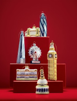 Třpytivá závěsná ozdoba ze skla s motivem Londýna, sada 4 ks