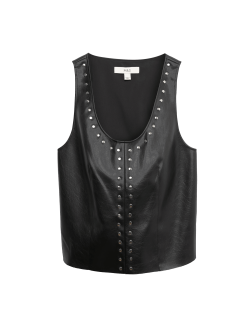 Top z umělé kůže s cvočky