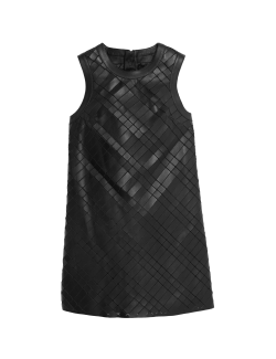 Kožené splývavé mini šaty s prostřihovaným zdobením