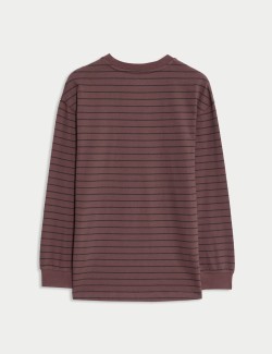 Pruhovaný top s dlouhým rukávem z čisté bavlny (6-16 let)