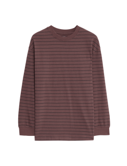 Pruhovaný top s dlouhým rukávem z čisté bavlny (6-16 let)