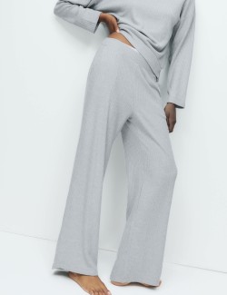 Ribbed Wide Leg Pyjama Bottoms