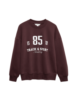 Mikina s vysokým podílem bavlny, s výstřihem ke krku a nápisem