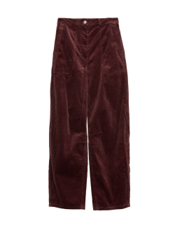 Manšestrové kalhoty z čisté bavlny s rovnými nohavicemi