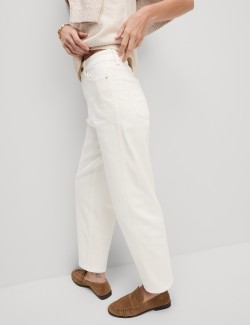 High Waisted Carrot Leg Ankle Grazer Jeans