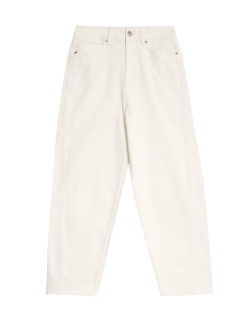 High Waisted Carrot Leg Ankle Grazer Jeans