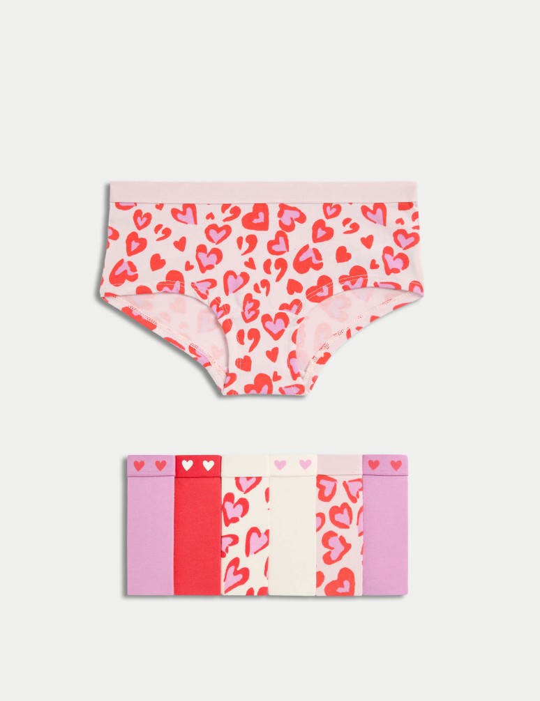 7pk Leopard Print & Heart Shorts (5-16 Yrs)