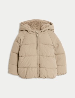 Středně těžký prošívaný kabát s kapucí (0-3 roky)