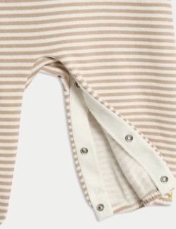 Dvoudílné pruhované kalhoty z čisté bavlny s laclem (0–3 roky)