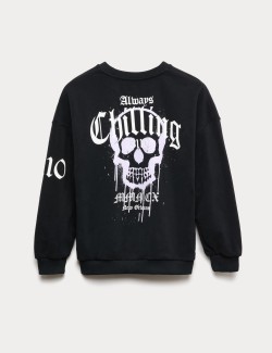 Mikina Halloween s vysokým podílem bavlny a lebkou (6–16 let)