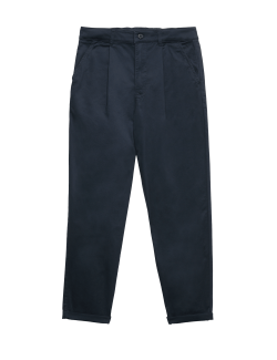 Skládané chino kalhoty s vysokým obsahem bavlny (6-16 let)